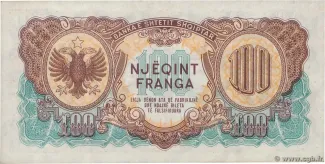 Albania 100 Franga, 1945 reverse