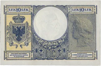 Albania 10 Lek, 1940 reverse