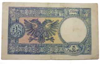 Albania 5 Franga, 1939 reverse