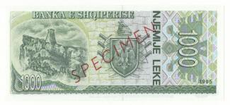 Albania 1,000 Lekë, 1992-1996 P-54 - Specimen reverse