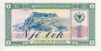 Albania 1 Lekë, 1964-1976 - P# 40s2; Red overprint SPECIMEN with normal serial number reverse