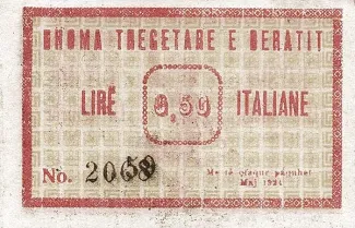 Albanian notgeld 0.5 Lire, 1924 reverse