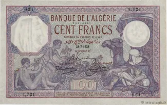 Algeria 100 Francs, 1921-1938 obverse
