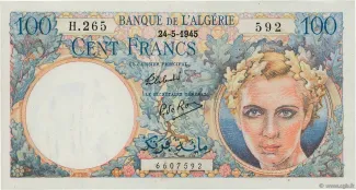 Algeria 100 Francs, 1945 P-115 obverse
