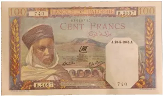 Algeria 100 Francs, 1942-1945 obverse
