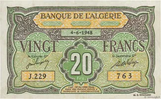 Algeria 20 Francs, 1948 obverse
