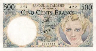 Algeria 500 Francs, 1956 P-116 obverse