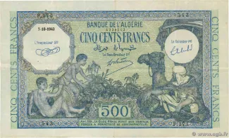 Algeria 500 Francs, 1943-1944 obverse