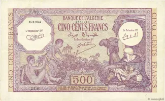 Algeria 500 Francs, 1944 obverse