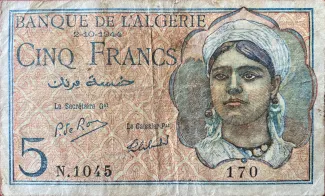 Algeria 5 Francs, 1944 obverse
