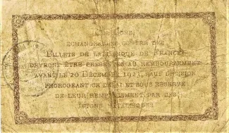French notgeld 50 Centimes, 1921 reverse