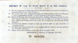 Andorra 10 Pessetes 1st, 1936 reverse
