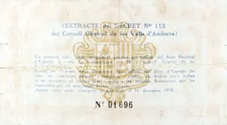 Andorra 10 Pessetes 2nd, 1936 reverse