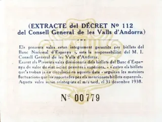 Andorra 2 Pessetes 2nd, 1936 reverse