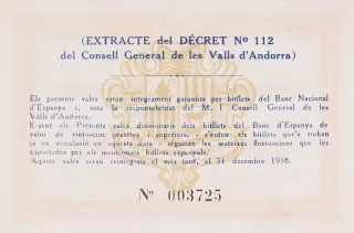 Andorra 5 Pessetes 2nd, 1936 reverse