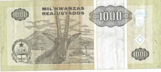 Angola 1.000 Kwanzas Reajustados, 1995 reverse