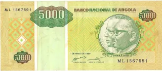 Angola 5.000 Kwanzas Reajustados, 1995 obverse