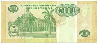 Angola 5.000 Kwanzas Reajustados, 1995 reverse