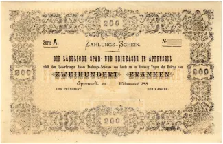 Appenzell 200 Francs, 1880-1889 obverse