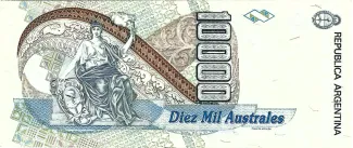 Argentina 10.000 Australes, 1989-1991 reverse