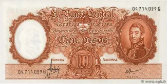 Argentina 100 Pesos, 1969 image