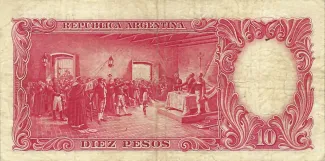 Argentina 10 Pesos, 1942-1954 reverse