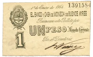 Argentina 1 Peso, 1864 image