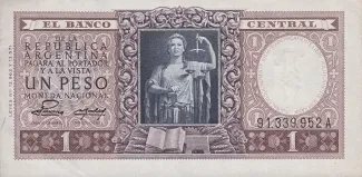 Argentina 1 Peso, 1952-1955 P-260 obverse