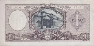 Argentina 1 Peso, 1952-1955 P-260 reverse
