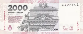 Argentina 2,000 Pesos, 2023 P-368 reverse