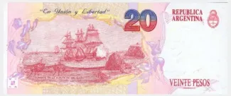 Argentina 20 Pesos, 1992-1997 reverse