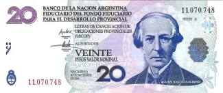 Argentina 20 Pesos, 2001 obverse