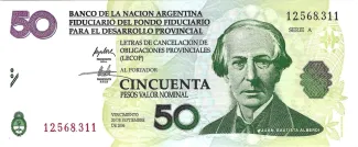 Argentina 50 Pesos, 2001 obverse