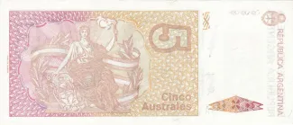 Argentina 5 Australes, 1986-1989 reverse