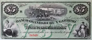 Argentina 5 Pesos, 1869 obverse