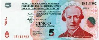 Argentina 5 Pesos, 2001 obverse