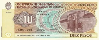 Argentine provinces 10 Pesos, 2000-2001 obverse