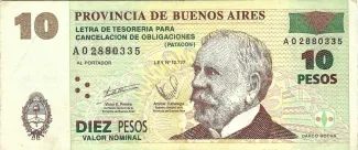 Argentine provinces 10 Pesos, 2001-2002 obverse