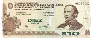 Argentine provinces 10 Pesos, 2001 obverse