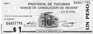 Argentine provinces 1 Peso, 1993-1995 obverse