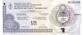 Argentine provinces 1 Peso, 2001-2002 obverse