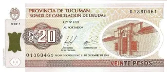 Argentine provinces 20 Pesos, 2000 obverse