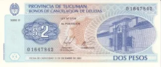 Argentine provinces 2 Pesos, 1999 obverse