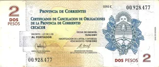 Argentine provinces 2 Pesos, 2000-2001 obverse