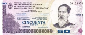 Argentine provinces 50 Pesos, 2001-2002 obverse