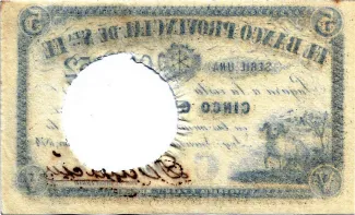Argentine provinces 5 Centavos, 1874 reverse