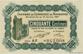 French notgeld 50 Centimes, 1921 image