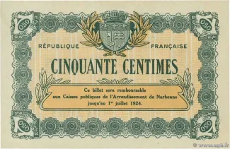 French notgeld 50 Centimes, 1921 reverse