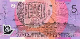 Australia 5 Dollars, 1995-2015 reverse