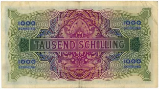 Austria 1,000 Schilling, 1945 P-111 - KK#216.a; Issued note reverse